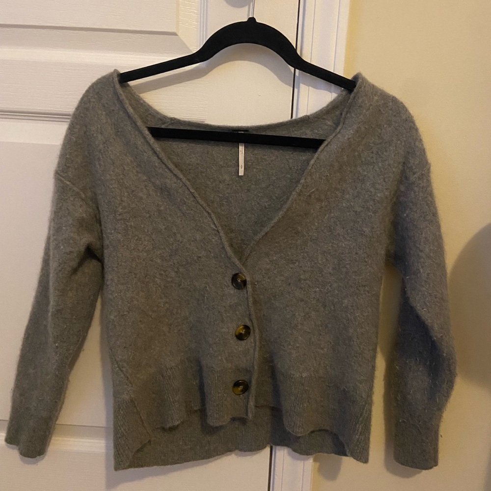Free People Cropped Cashmere Cardigan Sweater